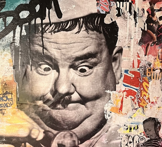"Oliver Hardy Collage" Original-Werk Mixed Media auf Keilrahmen