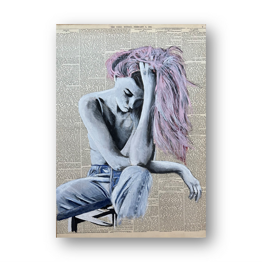 "Pink Hair" auf Relief Metall