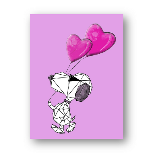 "Snoopy Pink Heart" auf Relief-Metall