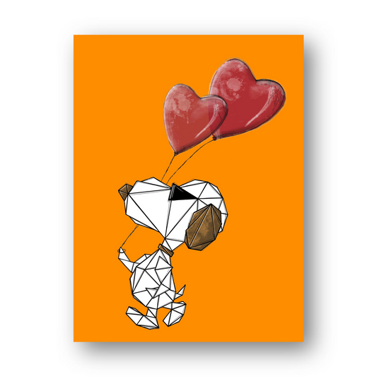 "Snoopy Red Heart" auf Relief-Metall