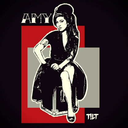 "T!LT rocks Amy" on metal