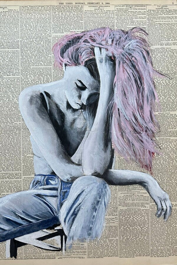"Pink Hair on ancient The Times" auf Acrylglas